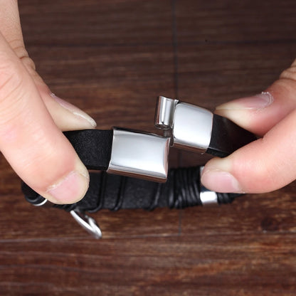 The Cross Strand — 316L Steel & Genuine Leather Bracelet
