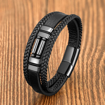 The Twin Stone Bracelet — Genuine Leather & Natural Stone