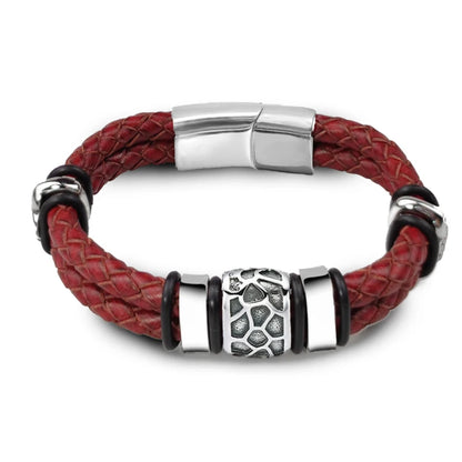 The Ridge Cuff — 316L Steel & Genuine Leather Bracelet