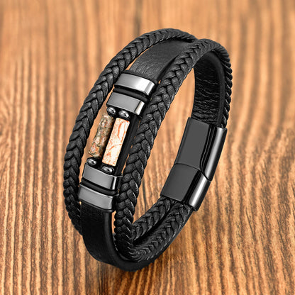 The Twin Stone Bracelet — Genuine Leather & Natural Stone