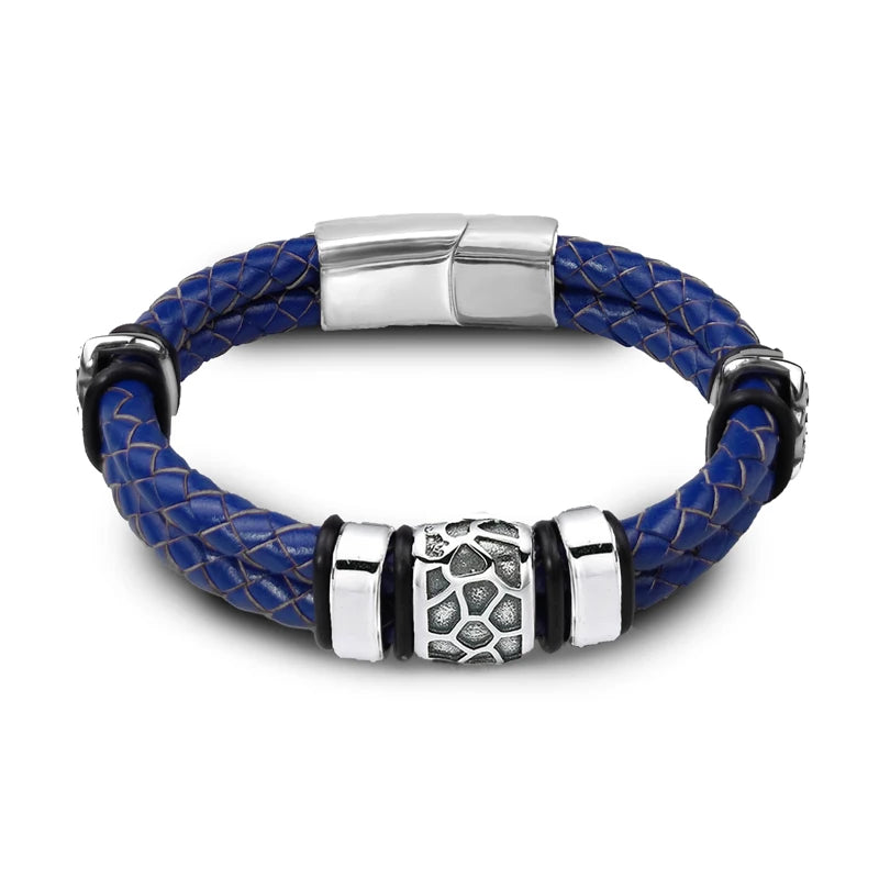 The Ridge Cuff — 316L Steel & Genuine Leather Bracelet