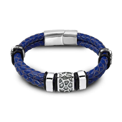 The Ridge Cuff — 316L Steel & Genuine Leather Bracelet