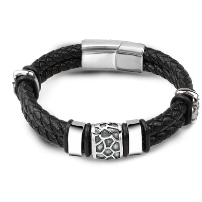 The Ridge Cuff — 316L Steel & Genuine Leather Bracelet