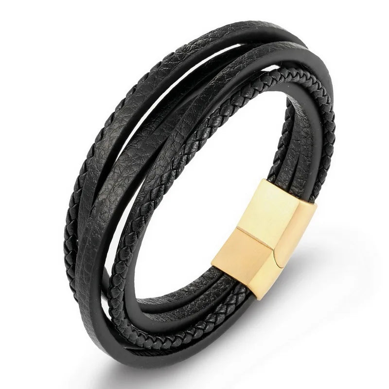 The Layer Cuff — Stainless Steel & Genuine Leather Bracelet