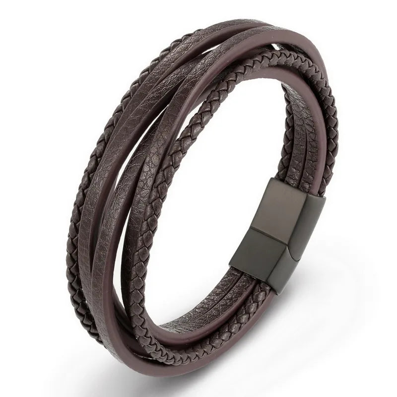 The Layer Cuff — Stainless Steel & Genuine Leather Bracelet