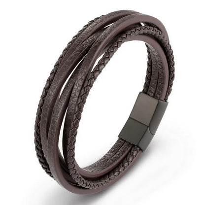 The Layer Cuff — Stainless Steel & Genuine Leather Bracelet