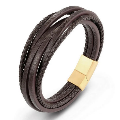 The Layer Cuff — Stainless Steel & Genuine Leather Bracelet