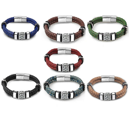 The Ridge Cuff — 316L Steel & Genuine Leather Bracelet