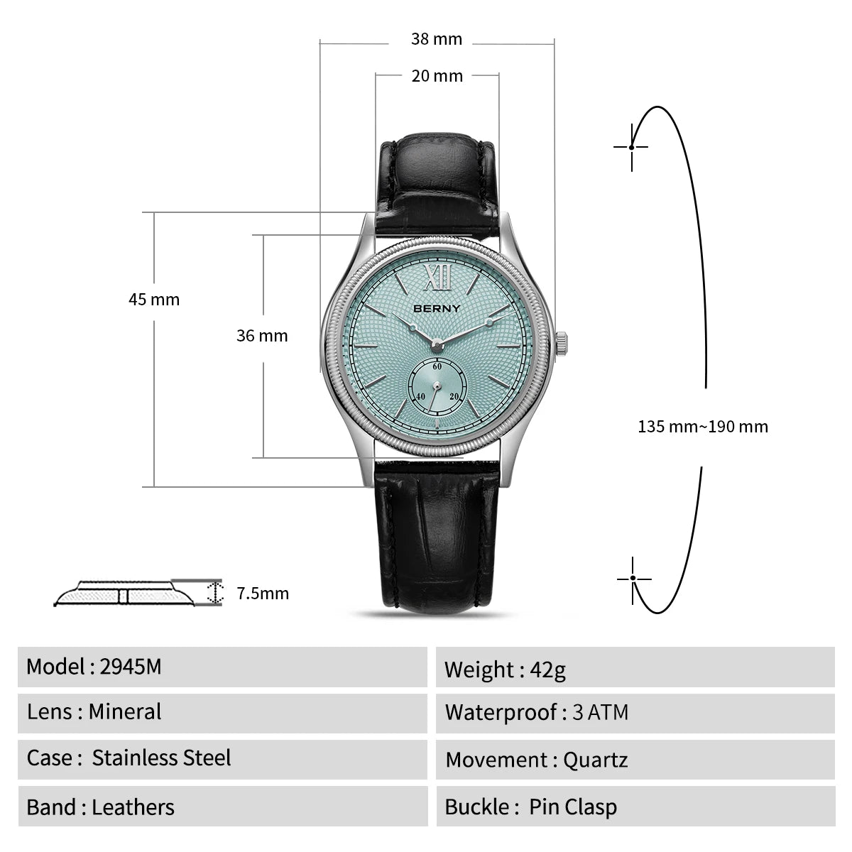 The Meridian Watch — Stainless Steel &amp; Genuine Leather